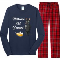 Funny Personal Cat Servant Funny Black Cat Lover Mom Cat Dad Long Sleeve Pajama Set