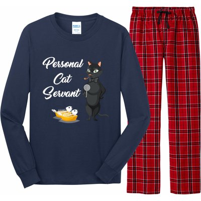 Funny Personal Cat Servant Funny Black Cat Lover Mom Cat Dad Long Sleeve Pajama Set