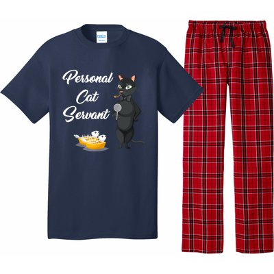 Funny Personal Cat Servant Funny Black Cat Lover Mom Cat Dad Pajama Set