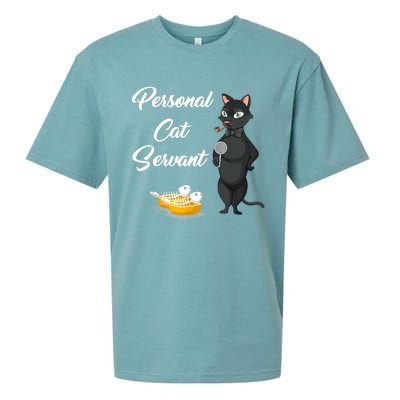 Funny Personal Cat Servant Funny Black Cat Lover Mom Cat Dad Sueded Cloud Jersey T-Shirt