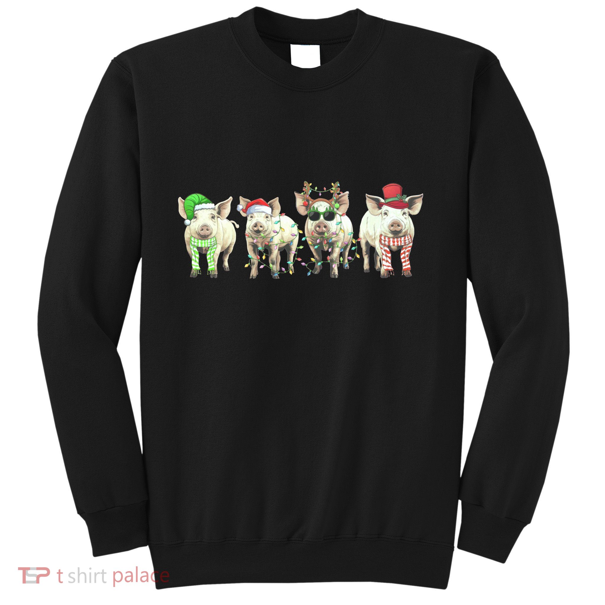 Funny Pigs Christmas Lights Pigs Merry Christmas Sweatshirt