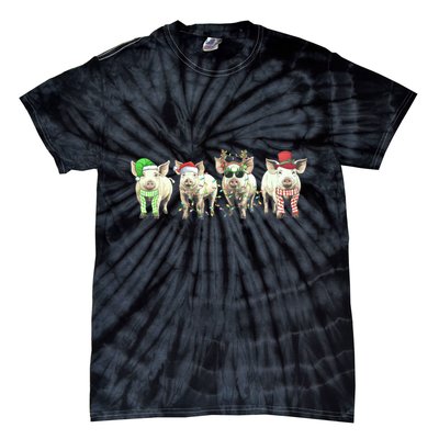 Funny Pigs Christmas Lights Pigs Merry Christmas Tie-Dye T-Shirt