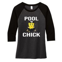 Funny Pool Chick Billiards Gift For Father’s Day Women's Tri-Blend 3/4-Sleeve Raglan Shirt