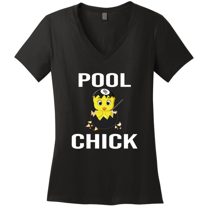 Funny Pool Chick Billiards Gift For Father’s Day Women's V-Neck T-Shirt