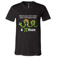 Funny Pi Day 3.14 Pithon Python Math Teachers Students Joke .Png V-Neck T-Shirt