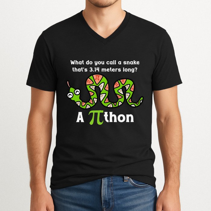 Funny Pi Day 3.14 Pithon Python Math Teachers Students Joke .Png V-Neck T-Shirt