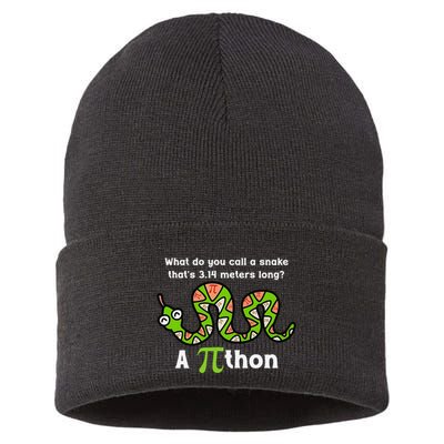 Funny Pi Day 3.14 Pithon Python Math Teachers Students Joke .Png Sustainable Knit Beanie