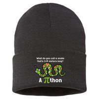 Funny Pi Day 3.14 Pithon Python Math Teachers Students Joke .Png Sustainable Knit Beanie