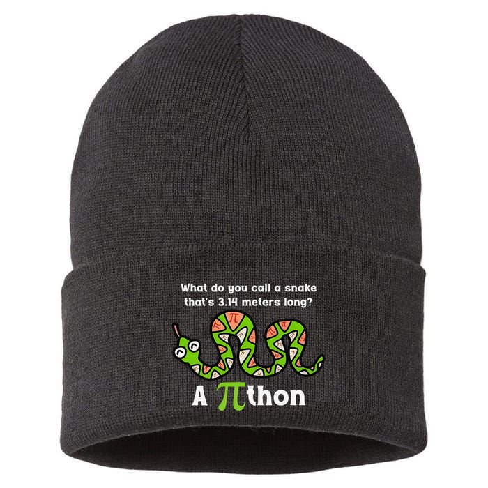 Funny Pi Day 3.14 Pithon Python Math Teachers Students Joke .Png Sustainable Knit Beanie