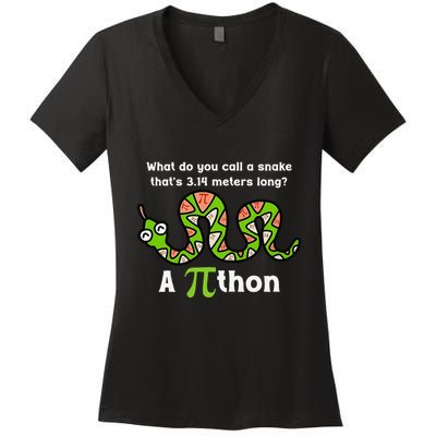 Funny Pi Day 3.14 Pithon Python Math Teachers Students Joke .Png Women's V-Neck T-Shirt