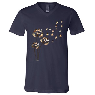 Flower Pug Dogs Dandelion Funny Animal Lovers S V-Neck T-Shirt