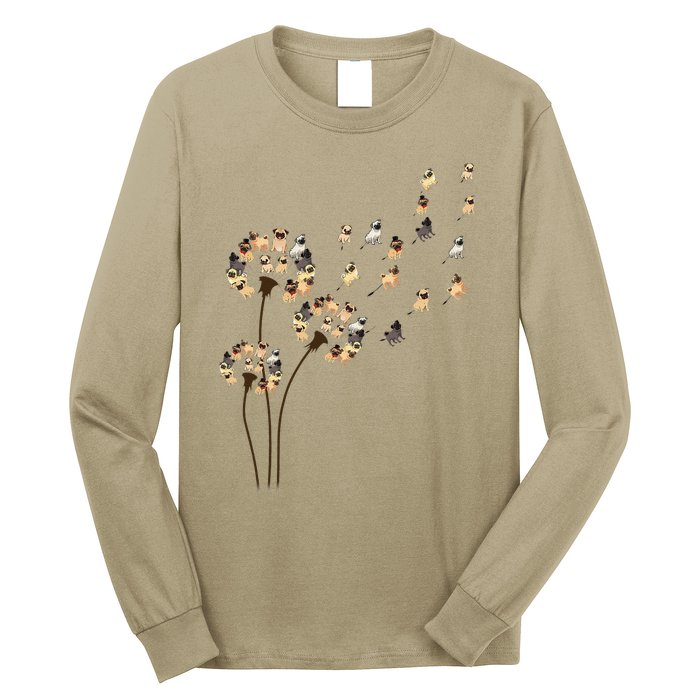 Flower Pug Dogs Dandelion Funny Animal Lovers S Long Sleeve Shirt