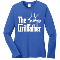 Funny Parody Dad Grilling Bbq Meat Humor Grillfather Gift Ladies Long Sleeve Shirt