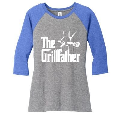 Funny Parody Dad Grilling Bbq Meat Humor Grillfather Gift Women's Tri-Blend 3/4-Sleeve Raglan Shirt