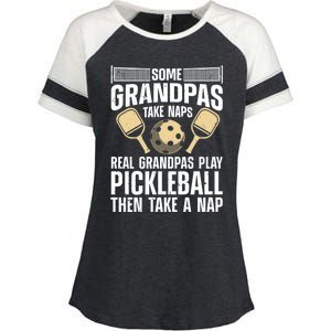 Funny Pickleball Design Grandpa Pickleball Player Gift Enza Ladies Jersey Colorblock Tee