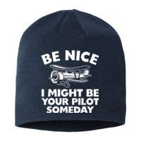 Funny Pilot Design For Aviation Airplane Pilot Sustainable Beanie