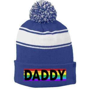 Funny Pride Daddy Gift Proud Gay Lesbian Lgbt Gift Father's Day Gift Stripe Pom Pom Beanie