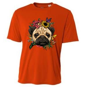 Floral Pug Dog Spring Nature Dog Lovers Cooling Performance Crew T-Shirt