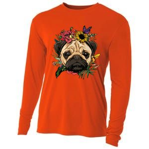 Floral Pug Dog Spring Nature Dog Lovers Cooling Performance Long Sleeve Crew