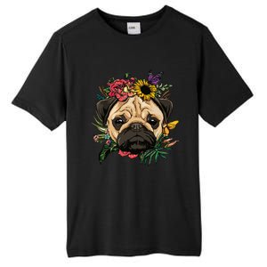 Floral Pug Dog Spring Nature Dog Lovers Tall Fusion ChromaSoft Performance T-Shirt