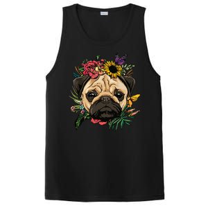 Floral Pug Dog Spring Nature Dog Lovers PosiCharge Competitor Tank