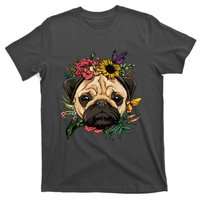 Floral Pug Dog Spring Nature Dog Lovers T-Shirt