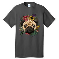 Floral Pug Dog Spring Nature Dog Lovers Tall T-Shirt