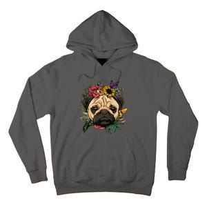 Floral Pug Dog Spring Nature Dog Lovers Tall Hoodie