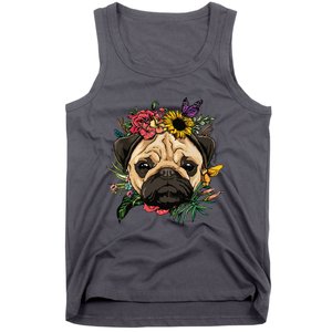 Floral Pug Dog Spring Nature Dog Lovers Tank Top