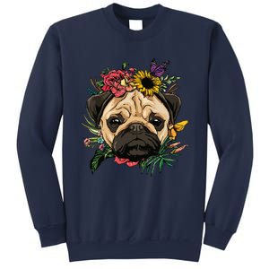 Floral Pug Dog Spring Nature Dog Lovers Sweatshirt