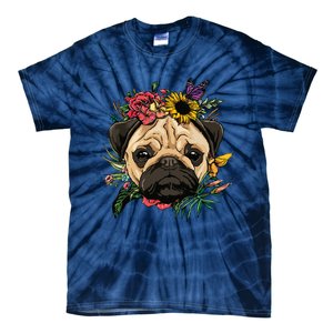 Floral Pug Dog Spring Nature Dog Lovers Tie-Dye T-Shirt