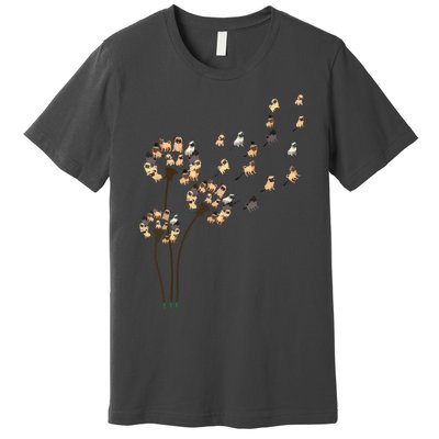 Flower Pug Dogs Dandelion Funny Animal Lovers Tees Men Women Premium T-Shirt