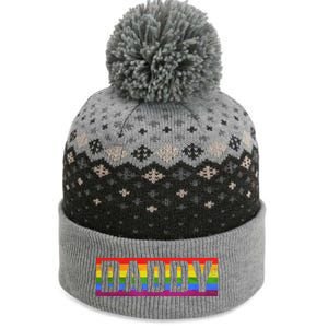 Funny Pride Daddy Proud Gay Lesbian Lgbt For Father's Day Gift The Baniff Cuffed Pom Beanie