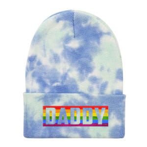 Funny Pride Daddy Proud Gay Lesbian Lgbt For Father's Day Gift Tie Dye 12in Knit Beanie