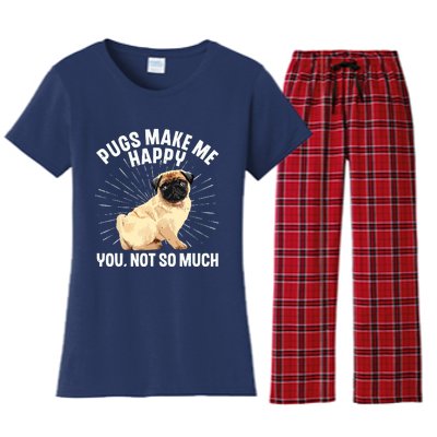 Funny Pug Design For Men Women Puppy Pet Dog Breed Pug Lover Women's Flannel Pajama Set