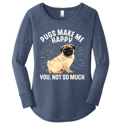 Funny Pug Design For Men Women Puppy Pet Dog Breed Pug Lover Women's Perfect Tri Tunic Long Sleeve Shirt