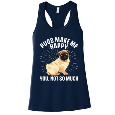 Funny Pug Design For Men Women Puppy Pet Dog Breed Pug Lover Women's Racerback Tank