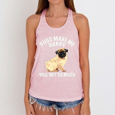 Funny Pug Design For Men Women Puppy Pet Dog Breed Pug Lover Women's Knotted Racerback Tank