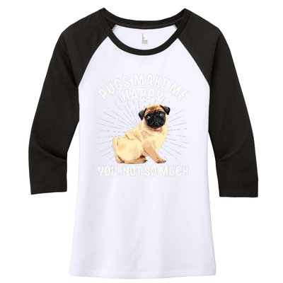 Funny Pug Design For Men Women Puppy Pet Dog Breed Pug Lover Women's Tri-Blend 3/4-Sleeve Raglan Shirt