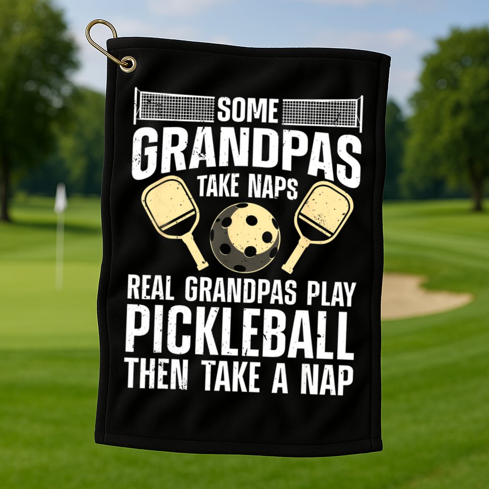 Funny Pickleball Design For Grandpa Pickleball Player Golf Towel