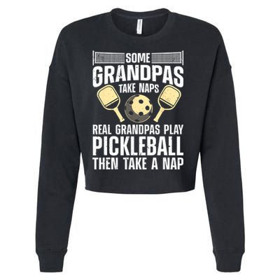 Funny Pickleball Design For Grandpa Pickleball Player Cropped Pullover Crew
