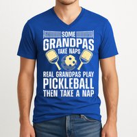 Funny Pickleball Design For Grandpa Pickleball Player V-Neck T-Shirt