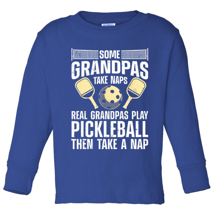 Funny Pickleball Design For Grandpa Pickleball Player Toddler Long Sleeve Shirt