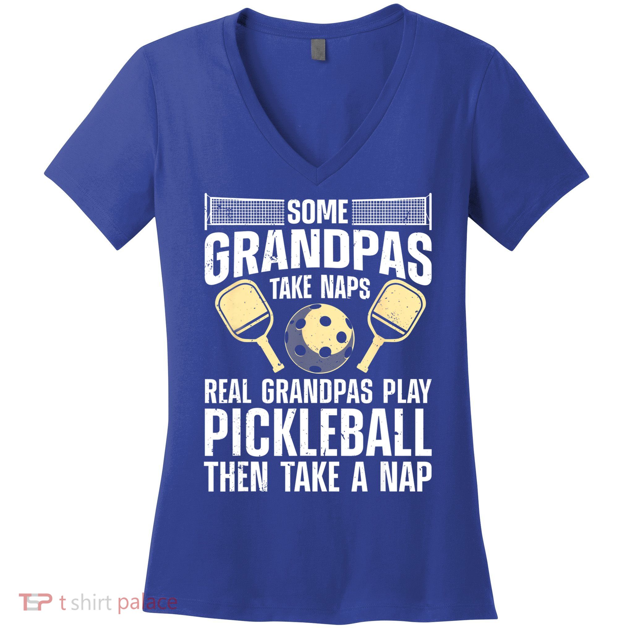 Funny Pickleball Design For Grandpa Pickleball Player Women's V-Neck T-Shirt