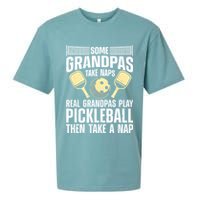 Funny Pickleball Design For Grandpa Pickleball Player Sueded Cloud Jersey T-Shirt