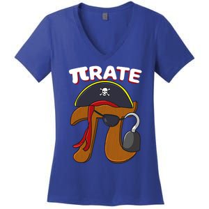 Funny Pi Day Pirate Pi Symbol Graphic Art Math Lover Gift Women's V-Neck T-Shirt