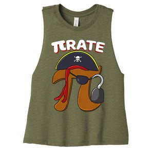 Funny Pi Day Pirate Pi Symbol Graphic Art Math Lover Gift Women's Racerback Cropped Tank