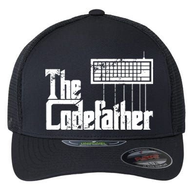 Funny Programmer Dad Gift The Codefather Vintage Coder Flexfit Unipanel Trucker Cap