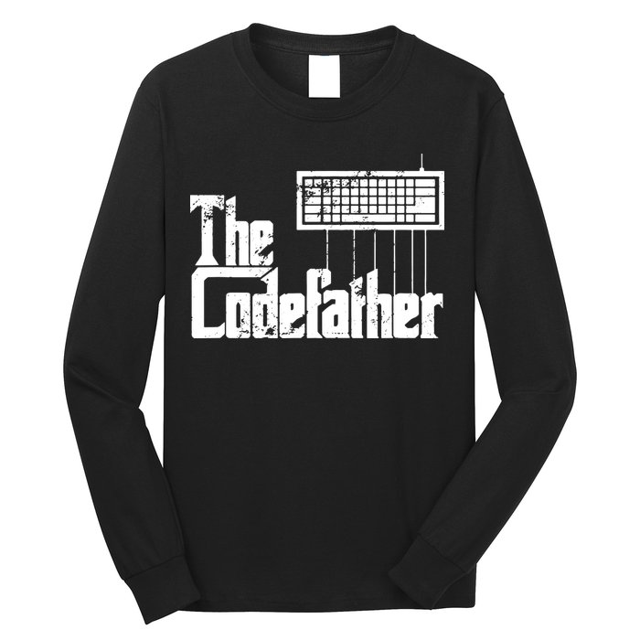 Funny Programmer Dad Gift The Codefather Vintage Coder Long Sleeve Shirt