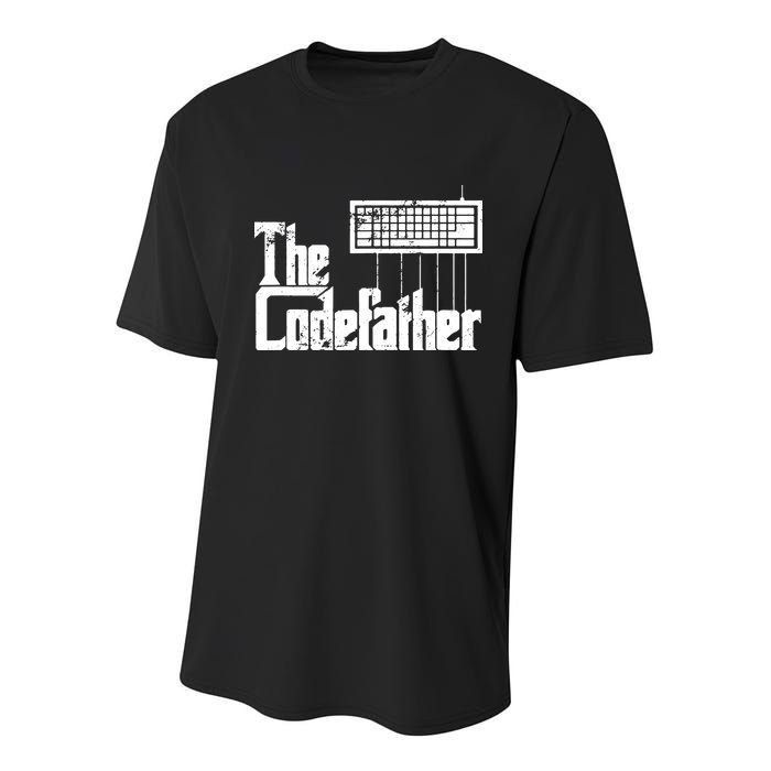 Funny Programmer Dad Gift The Codefather Vintage Coder Youth Performance Sprint T-Shirt